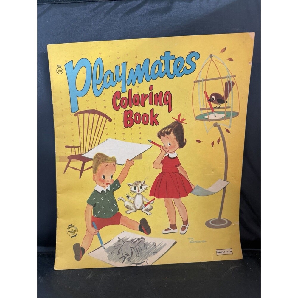 Vintage Playmates Children’s Coloring Book Saalfield Publishing Co